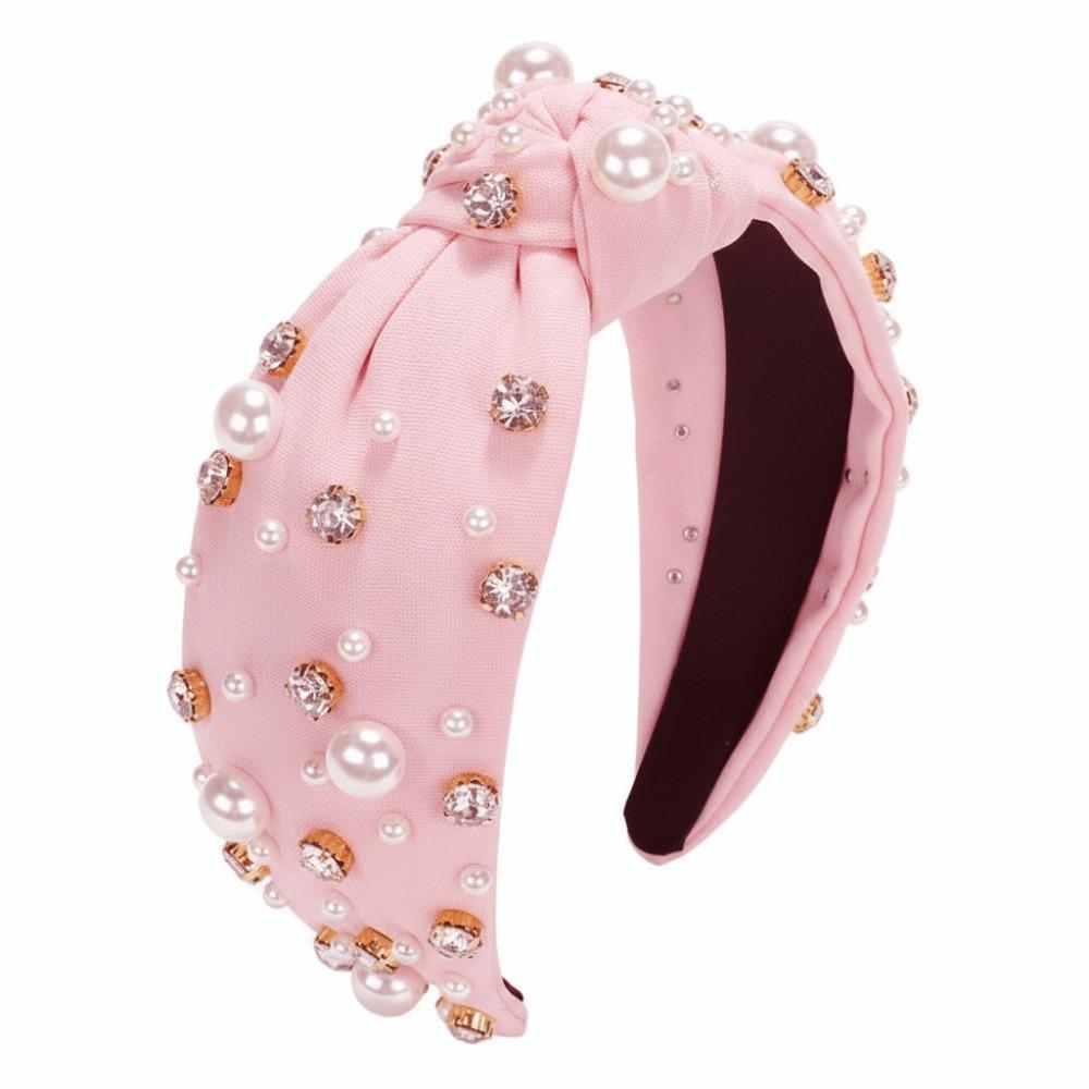 Luxury Twist Wide Edge Hairband Diamond Pearl Knotted Headband Pearl Headband  Trendy Headband