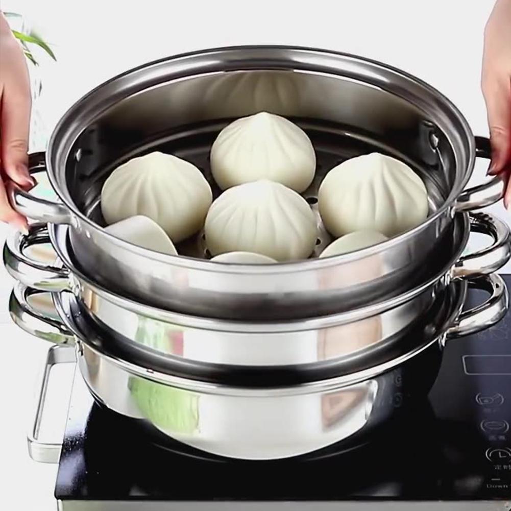 350°F 3 Tier Multi-Function Cook Food Egg Veg Pot with Lid Large Stainless Steel Steam Cooker Steamer Kitchen Steam Pot Steamer