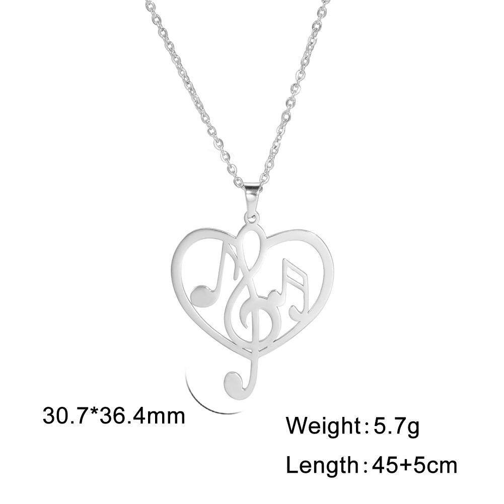 Music Guitar Pendant Necklace for Women Men Stainless Steel Gold Microphone Accordion Neck Chain Jewelry Gift