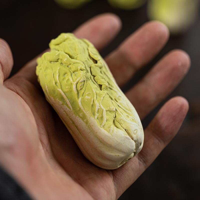 Biomimetic Cabbage Purple Sand Wealth Cabbage Tea Pet Zen Tea Games Tea Figurine Play Toys Tea Statue Ornaments Desktop Supplies
