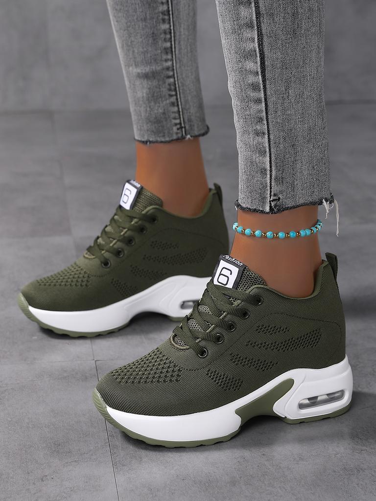 Damen Air Athletic Laufschuhe Mode Tennis erhöhte interne Mesh Mädchen Schuhe atmungsaktive leichte Walking Sneakers grün