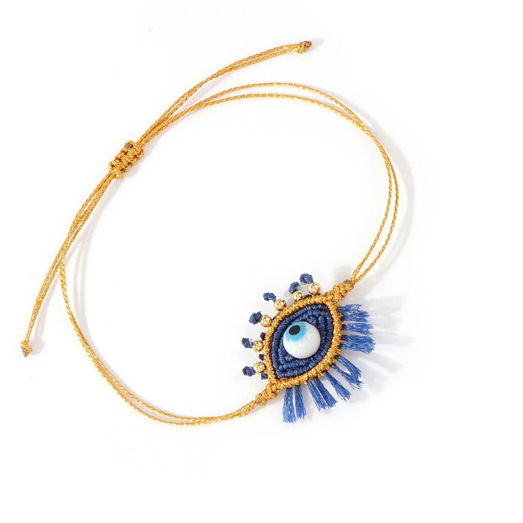 White Glass Bead Eye Charm Adjustable Bracelet For Couples DIY Jewelry Dopamine Inspired Design Wristchain