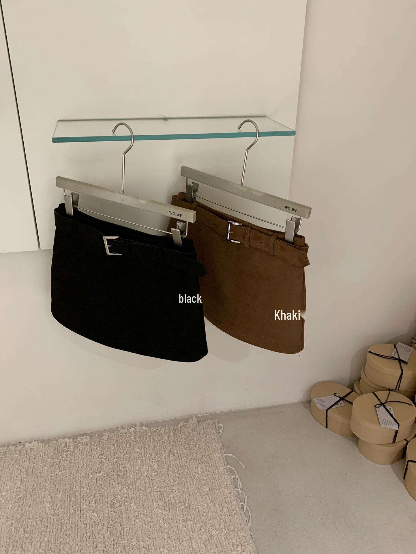 Guangzhou Thirteen Hong Retro A-line Suede High-Waisted Skirt - Women s Autumn/Winter Trendy M чёрный