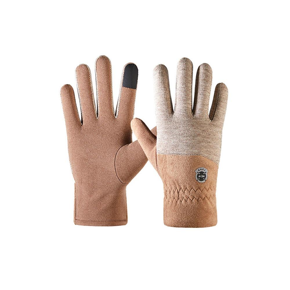 

Утепленные сенсорные перчатки, теплые велосипедные варежки, модные бархатные перчатки, для улицы кофейный