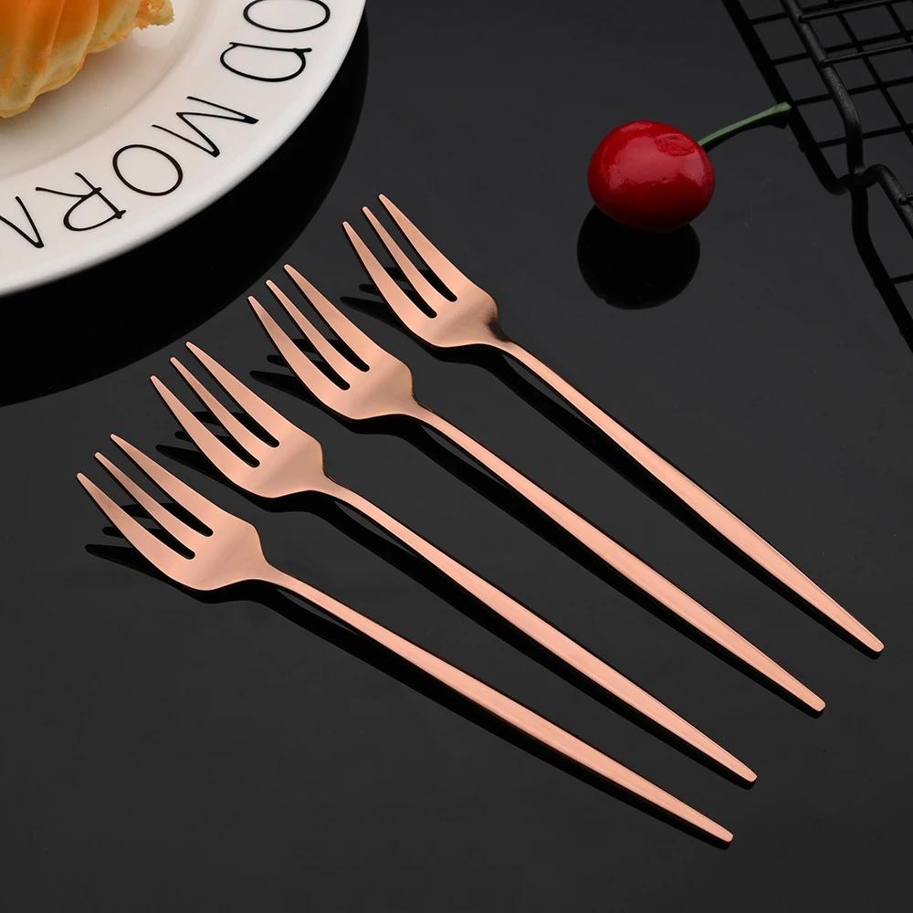 20Pcs Rose Gold Stainless Steel Flatware Cutlery Set - Modern Mirror Finish Dinnerware Set Perfect for Home Restaurant & Wedding