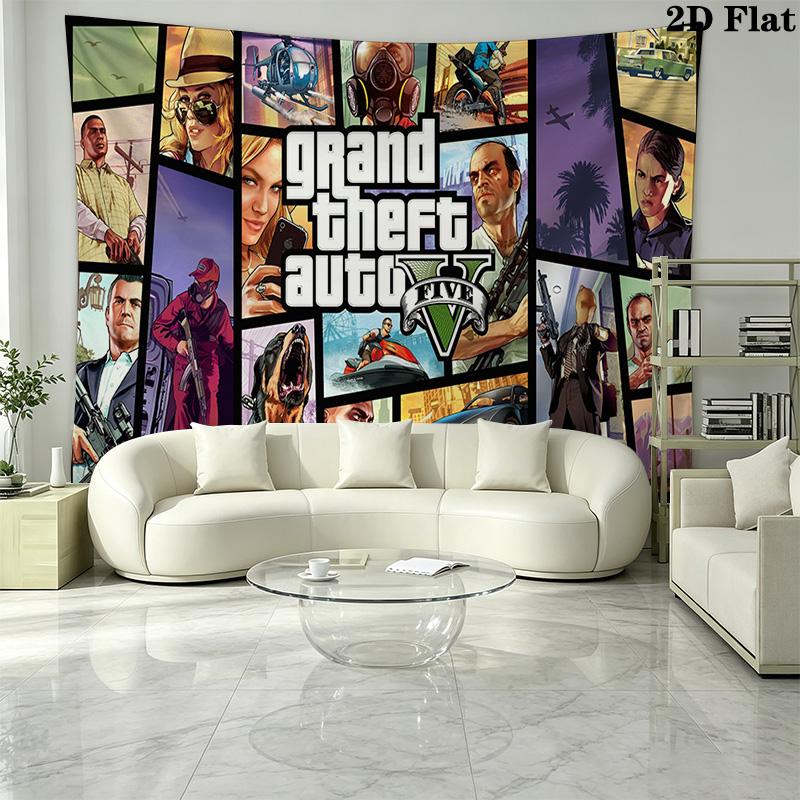 Gta Wall Tapestry Aesthetic Wall Hanging Printed Fabric Blanket Decorative Tapestries for Bedroom Living Room Home Decor