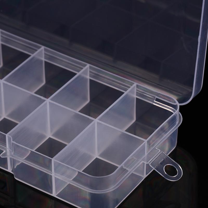 Small Fixed 10-Grid Blue Buckle Transparent Plastic Non-Removable Storage Jewelry Beaded Medicine Box Fish Hook Screw Box