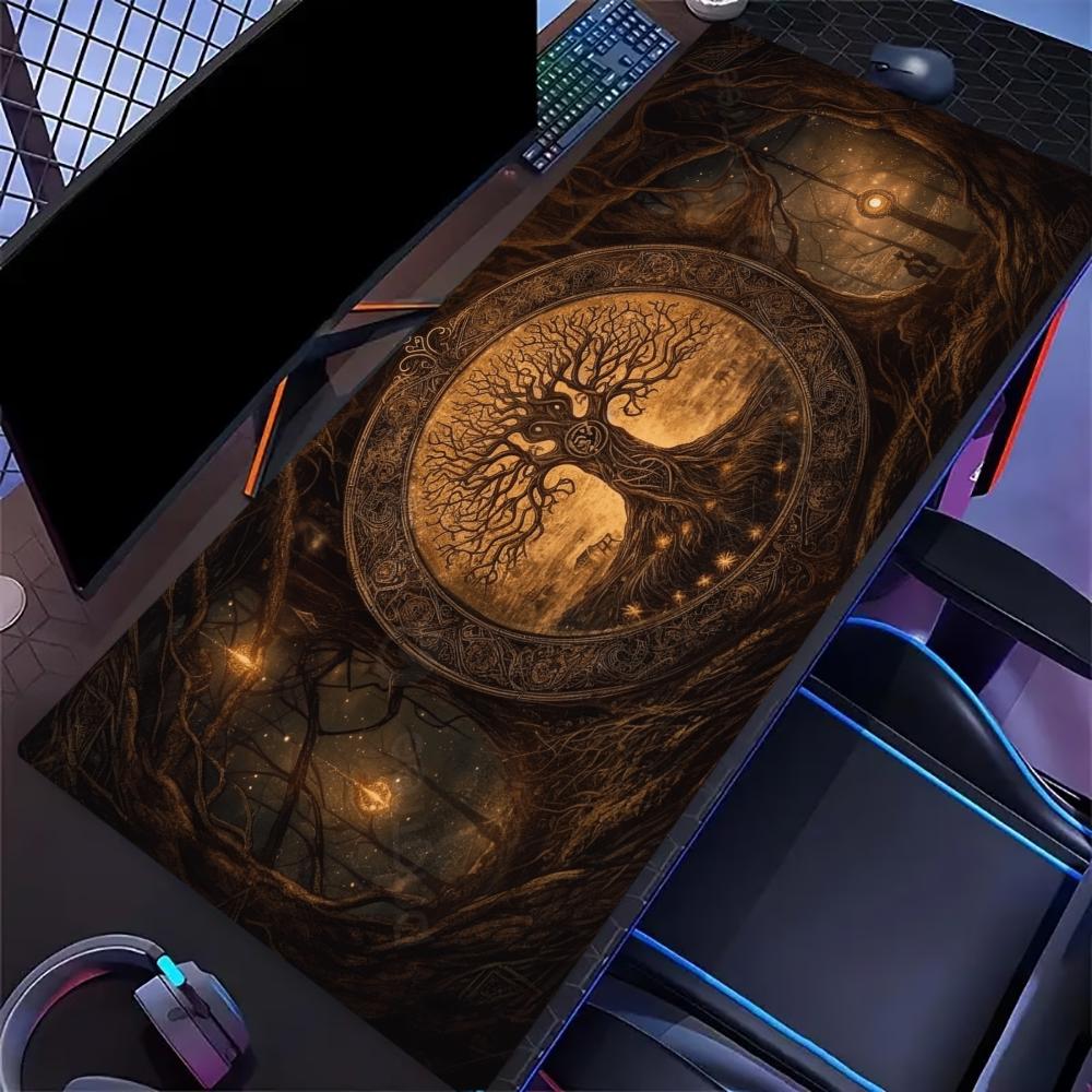 Mystical Galaxy Tree Large Gaming Mouse Pad Non Slip Rubber Lock Edge Extended Desk Mat For Gamers Office Laptop Desktop Layout