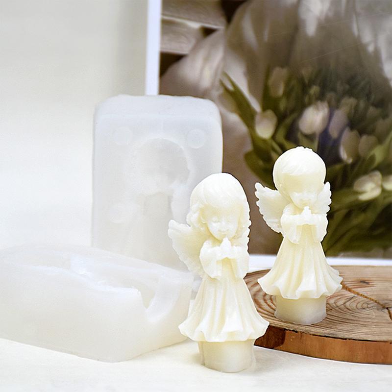 3D Engel Gebet Silikon Kerzenform Epoxid DIY Töpferton Gips Werkzeug Schokoladenform Küche Kuchen Backen Dekoration Form