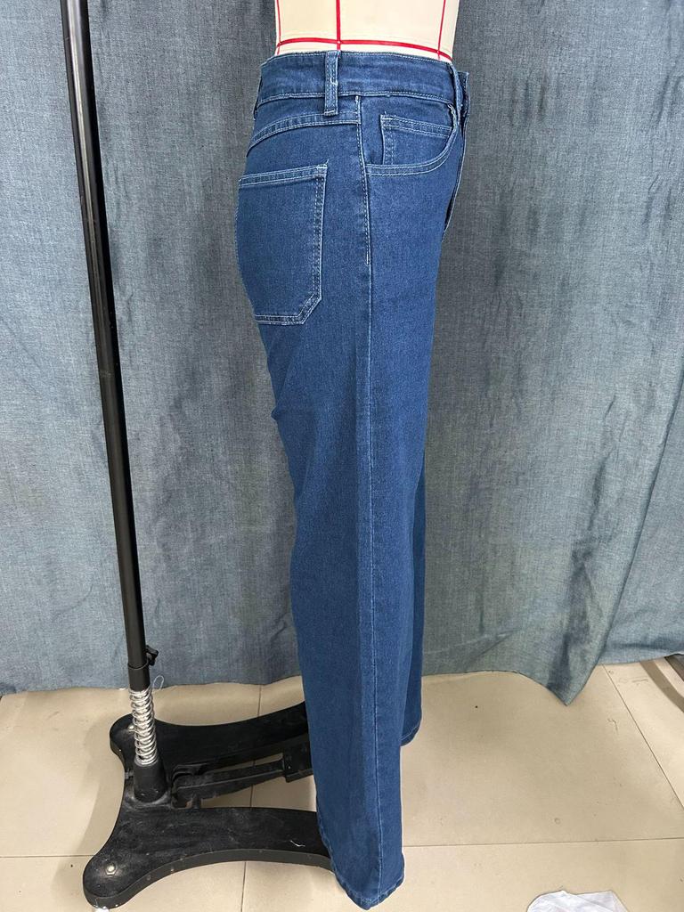 2025 Trendy Women's Wide-Leg Jeans - Washed Dark Blue