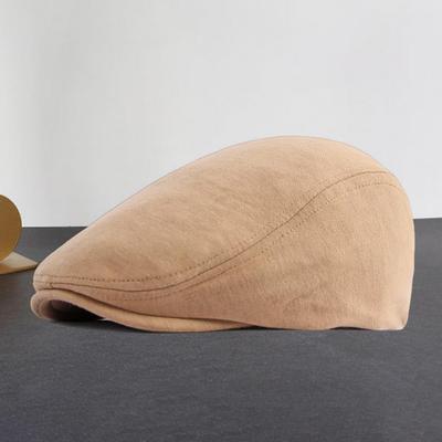 Men Retro Advanced Hat Solid Color Casual Portable Sun Anti UV Literary Newsboy Hat Forward Cap Women English Style B