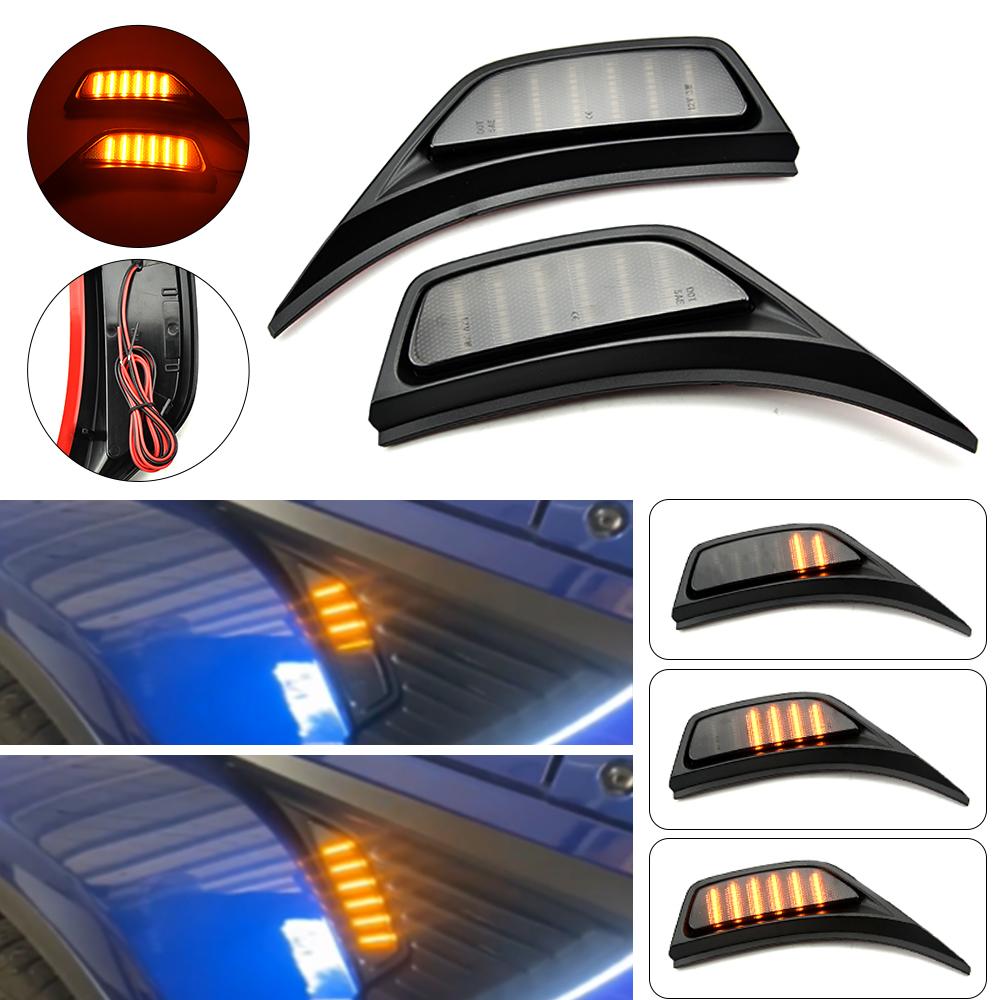 For Jeep Gladiator JT Wrangler JL Rubicon Sahara 2x Smoked Front Fender LED Repeat Side Marker Lights DRL Daytime Running Lamp