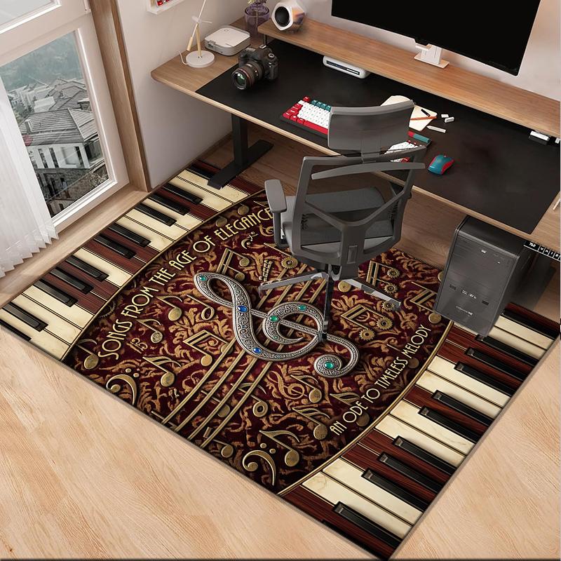 Music Notes Harmony Office Rug Chair Mat, Entryway Carpet, Suitable for Front Door, Bedroom, Living Room, Desk, Holiday Gift