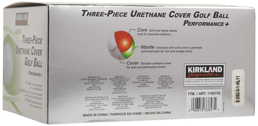 KIRKLAND SIGNATURE Kirkland Signature Golfballer med uretande cover, 3-lags, 2 dusin, 24 baller, Hvit