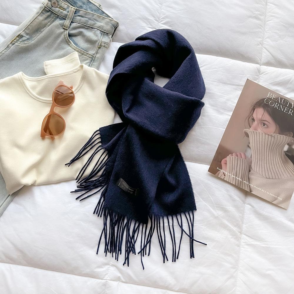 High-end pure wool scarf women's winter new camel red warm scarf long shawl