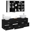 Bathroom Furniture Set 4 Pcs Black Oak Engineered Wood and Glass