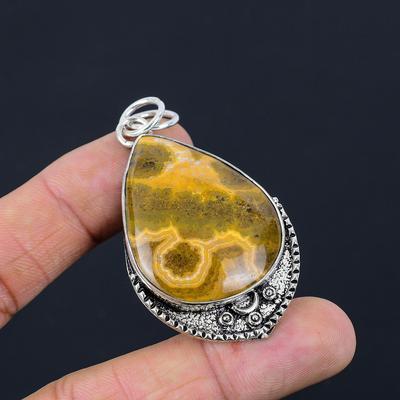 Natural Ocean Jasper Gemstone Jewelry 925 Sterling Silver Pendant For Girls