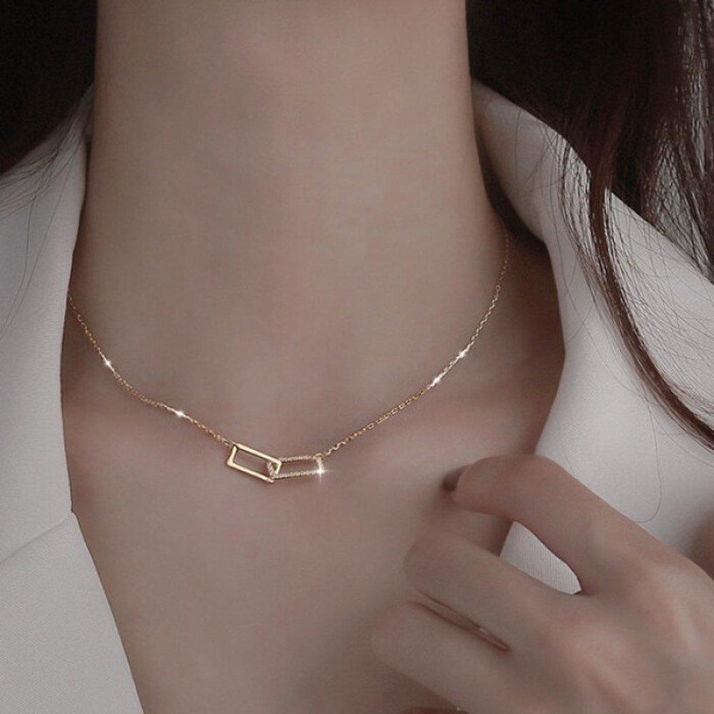 Pinkviolla / 925 Silver Women's Thin Cubic Zirconia Necklace