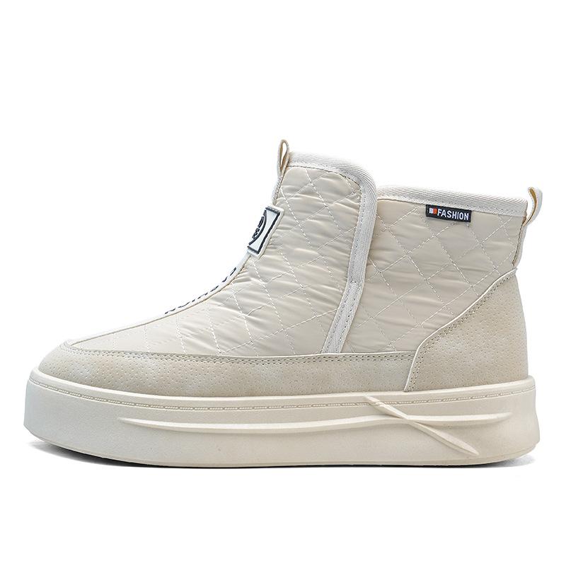 Snow boots men's winter velvet thickened warm down cotton shoes integrated leather and fur non-slip and cold-resistant thick-soled bread cotton boots