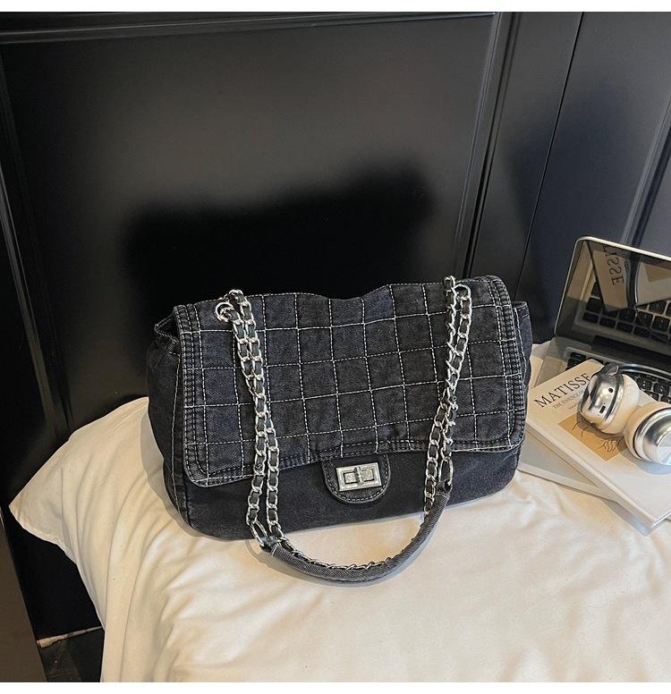 Denim Bag Women's Fashion Large Capacity Chain Shoulder Bag High-end Sense Lazy Wind Commuting Versatile Underarm Bag