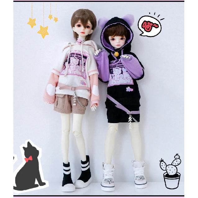 New 1/6 1/4 1/3 BJD Doll Clothes Cute Cat Sweater Hoodie Jacket for Big 1/6, Yosd, 60 30cm Doll Clothes BJD SD Doll Accessories