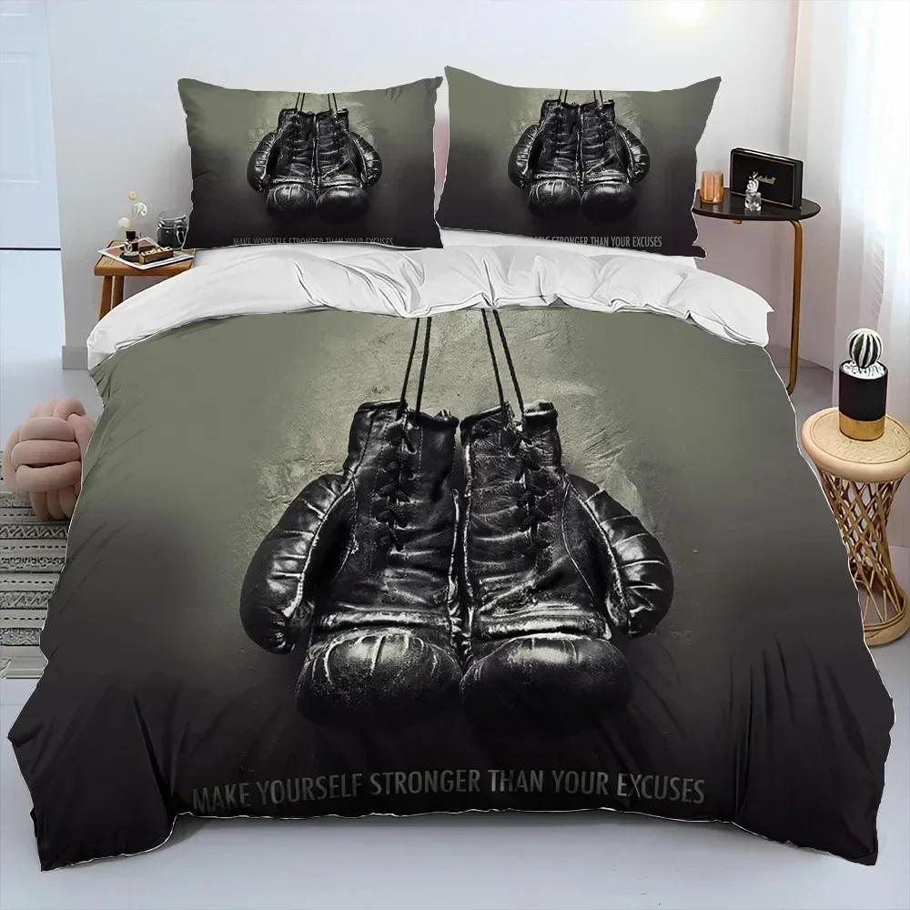 3PCS Bedding Set Red Boxing Gloves Boxer Fight Bedding Set,Duvet Cover Bed Set Quilt Cover Pillowcase,King Queen Size Adult