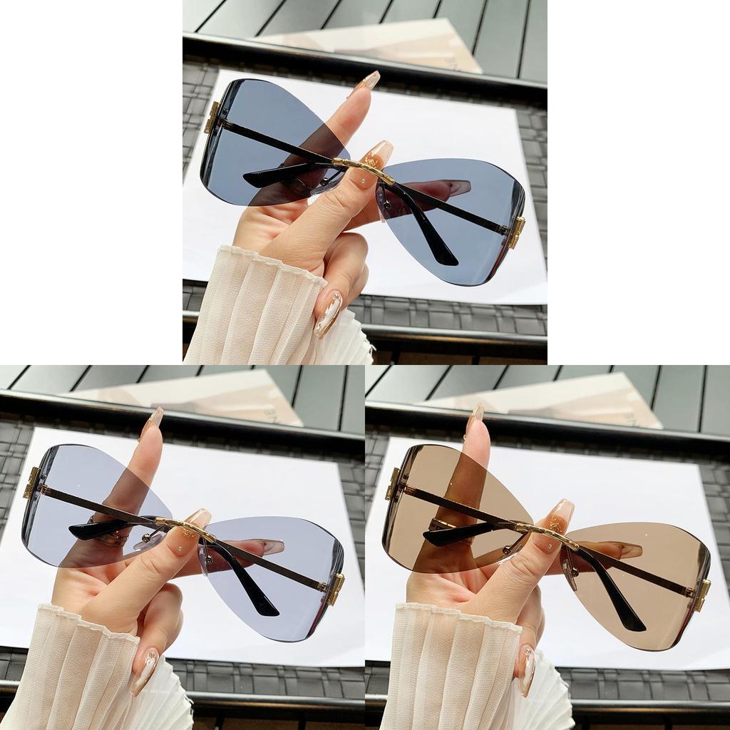 European Unisex Frameless Sliming Sunglasses Uv400 For Fashion Travel And Party
