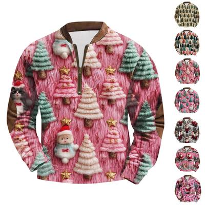 Men's Fashion Christmas Printed Corduroy Zipper Shirt