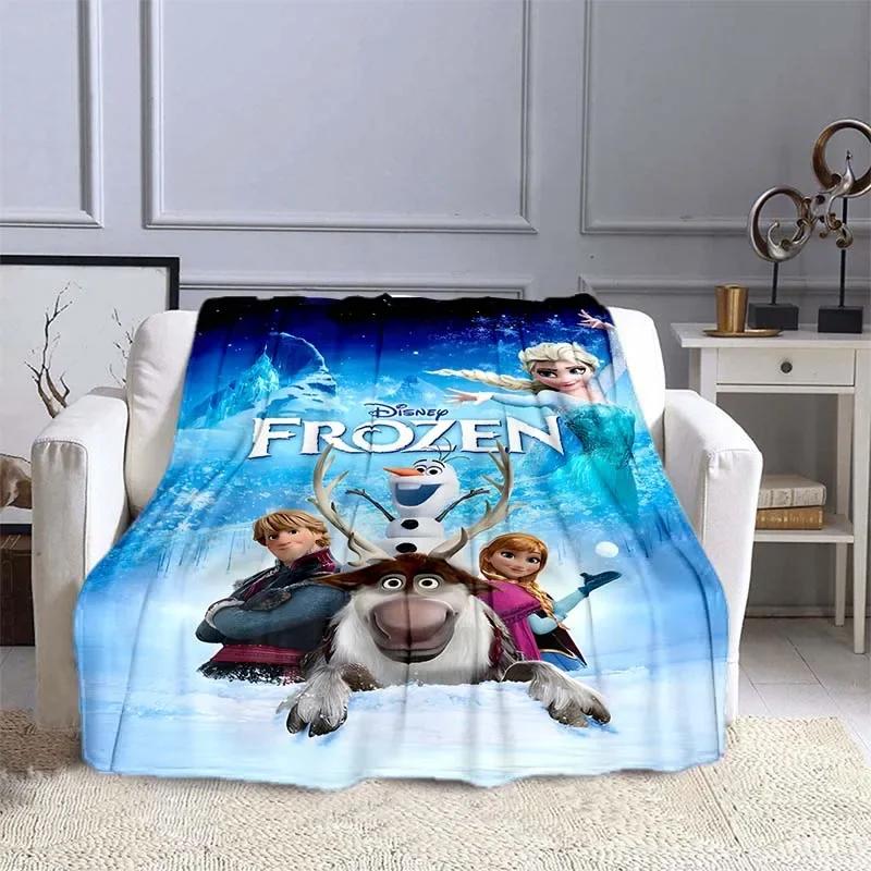 Disney Frozen Elsa Princess Blanket for Sofa King Size Cute Soft Flannel Throw Fluffy Bed Blanket New Born Winter Blanket Gift