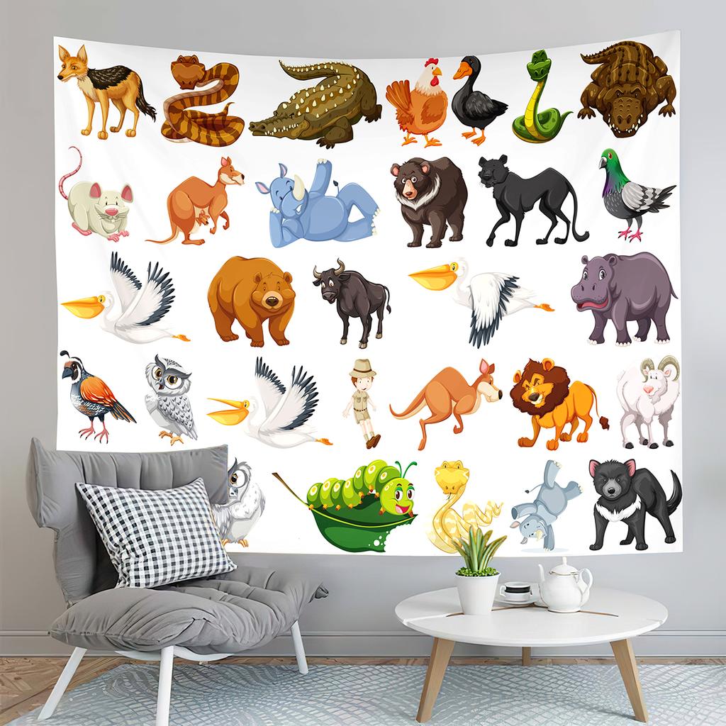 Cartoon Farm Animals Tapestry Cute Cow Turkey Tapestry Gifts for Kids Girls Boys Bedroom Dorm Wall Hanging Decor Tapestries