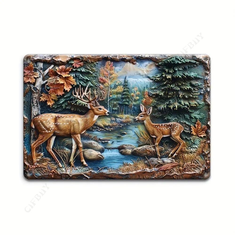 Vintage Animal Drawing Metal Tin Sign 2D Wall Art