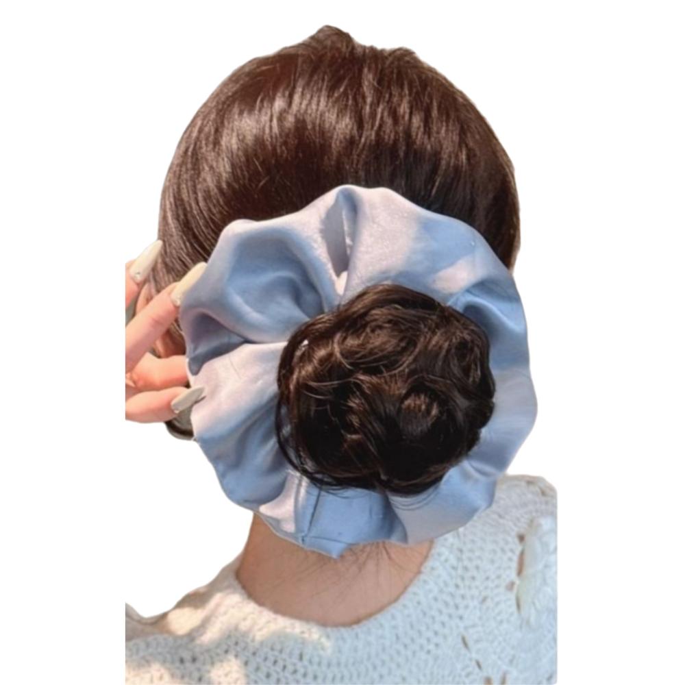 Satin Scrunchie False Hair Pieces Claw Clip Ponytail Chignon Fashion Flower Bun Head Wig  Daily Use