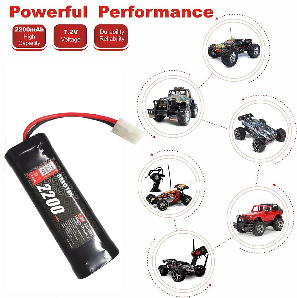 7.2V Tamiya Long-Life, High-Capacity Battery for a Wide Variety of RC Cars, with Gold-Plated Connectors