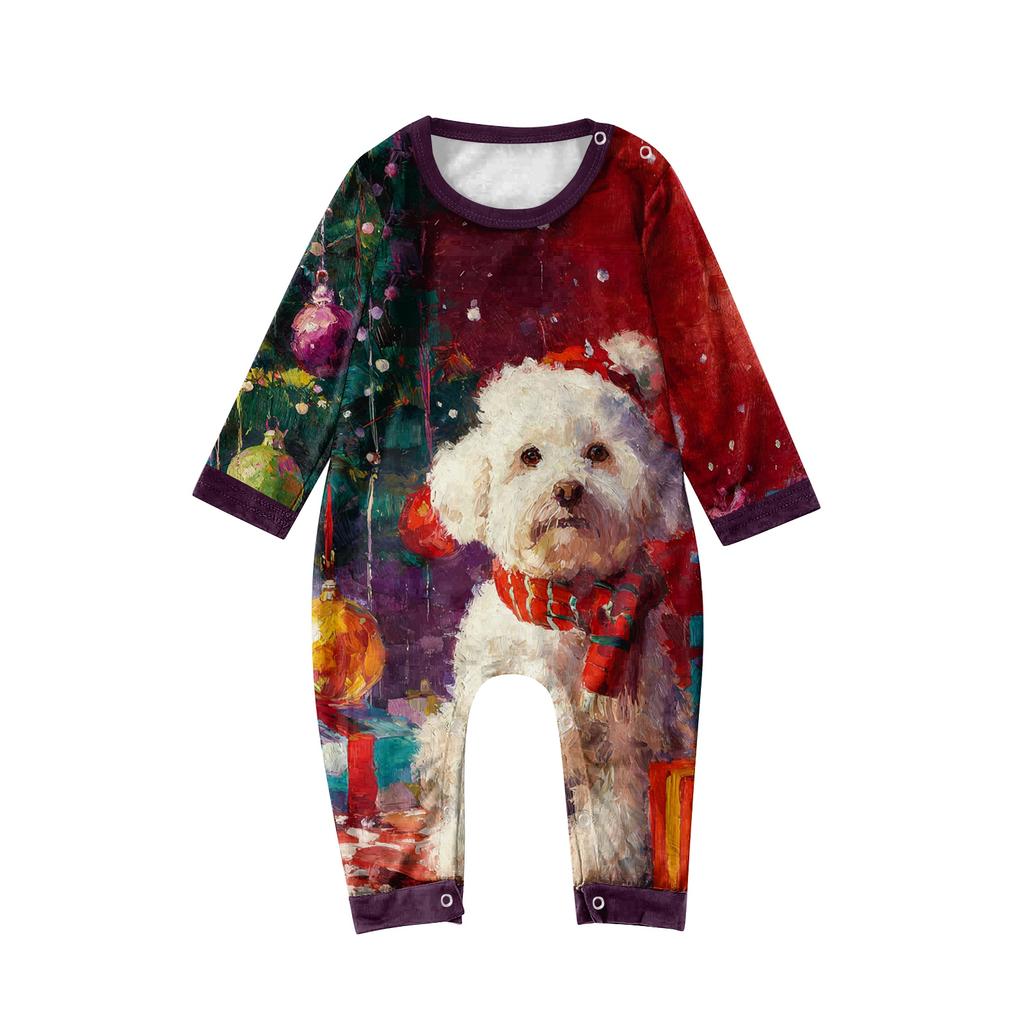 Family Casual Comfortable Long Sleeved Long Pants Christmas Printed Parent-child Set