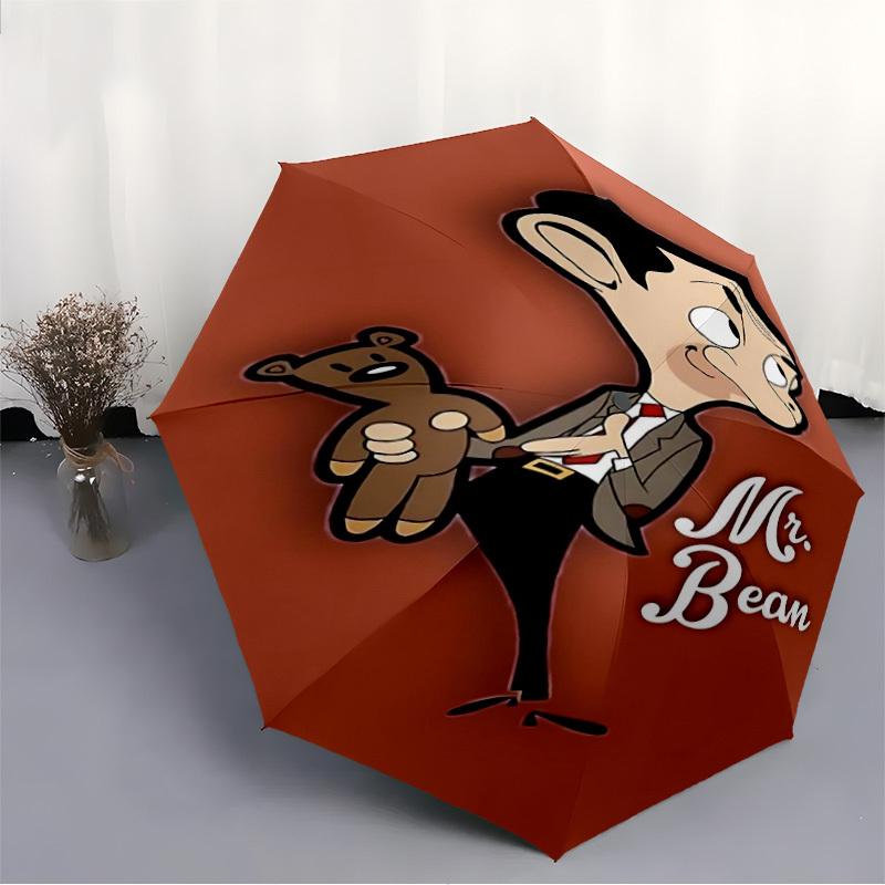 1PC Mr. Bean, Cartoon Automatic Open/Close, 8-Rib Durable Frame Compact Travel Umbrella for Men & Women S1222086