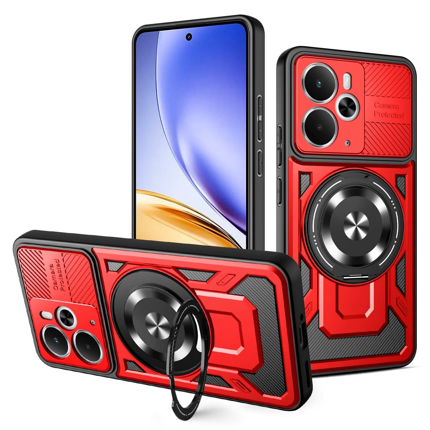 

Для Realme 14 5G Магнитный чехол Вращающаяся подставка ТПУ+ПК Чехол для телефона Red