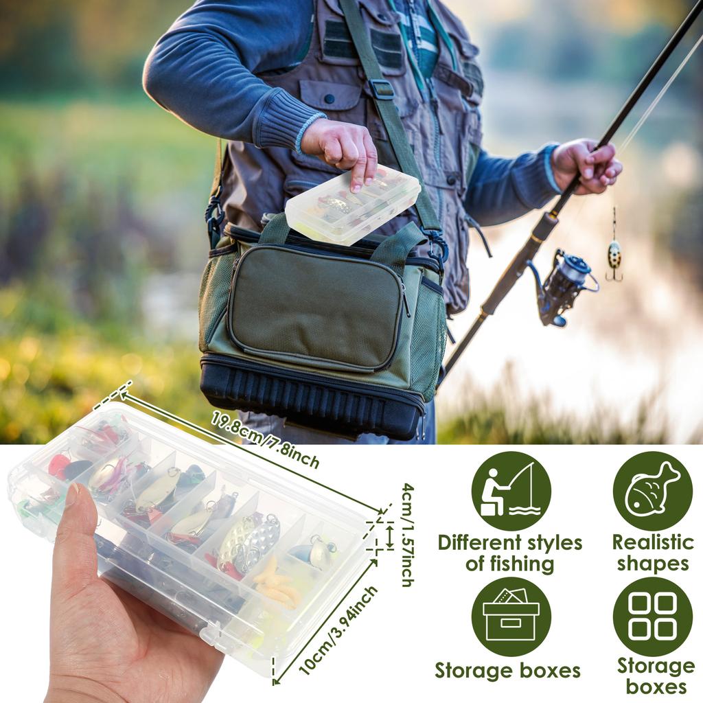 Mixed Fishing Lure Kits Lifelike Fake Fishing Bait Tackle Fast Starting Fishing Lure Sets with Storage Boxes Suitable for Ponds