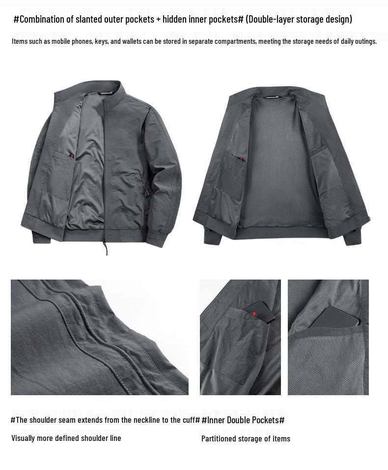 Men's Cross-Border Business Casual Windproof Stand-Up Collar Loose Jacket for Spring and Autumn