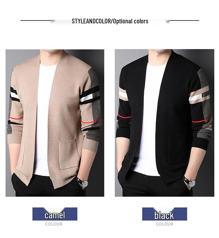 Men's Slim Fit Long Sleeve Knitted Cardigan - Spring/Autumn Casual Businesswear