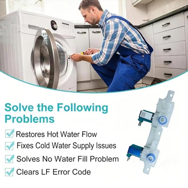Washer Water Inlet Assembly Replacement with Two Port Body Mounting Tabs and Solenoid Units for Fill Control Part Number Review and Repair