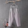 Summer Women Trousers Casual Cotton Linen Pants Loose Straight Trousers Nine Point Harem Pants
