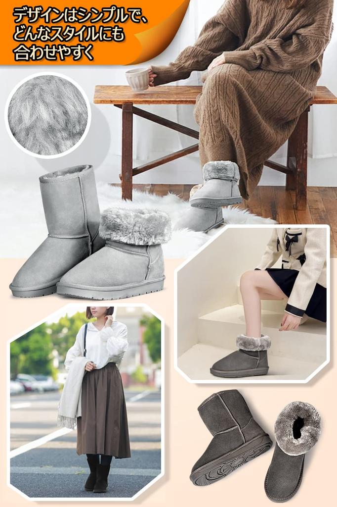 Rilobi Sheepskin Snow Short Boots for Women and Cold Snow Perfect for School and Commuting Boots, Mini-Length, Men, Waterproof, Non-Slip, Weather,
