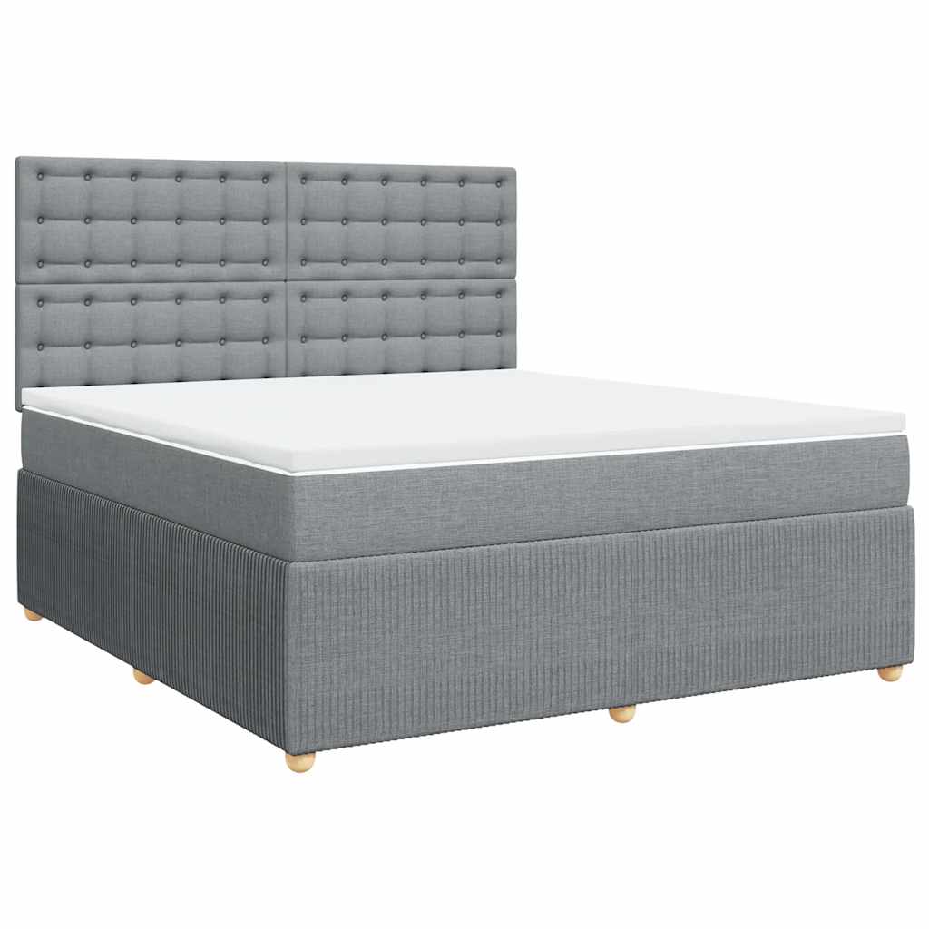 Box Spring Bed with Mattress Light Grey 180 x 200 cm Fabric