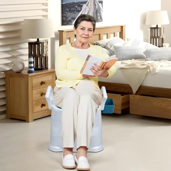 Sängtoalett Bärbar Toalett för Vuxna Toalettstol Sits med Avtagbart Armstöd Mobil Bärbar Toalett Vuxen Potta