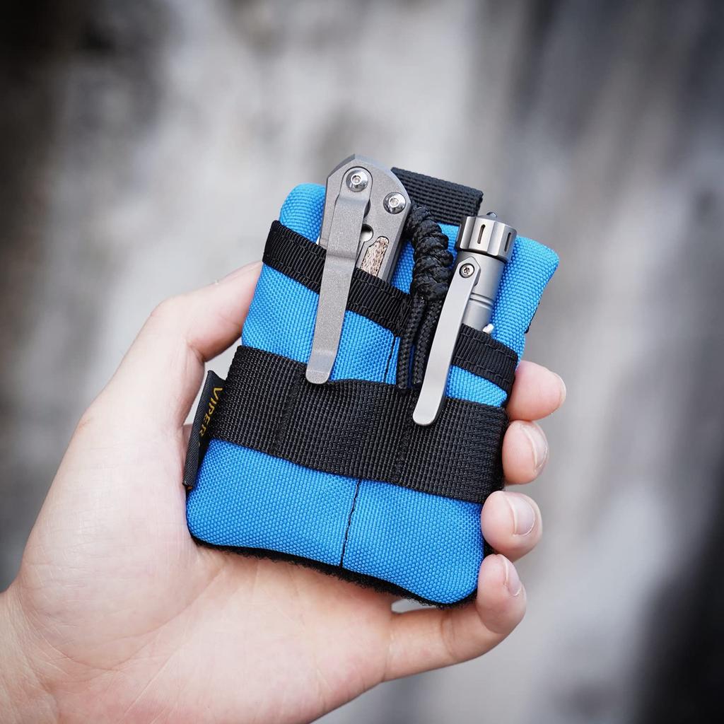 VIPERADE VE13 Mini EDC Kleiner Taschenorganizer mit DIY-Patch EDC Knöchel-Taschenorganizer für EDC und EDC-Ausrüstungstasche, Bereich, Männer, Feuerzeug, Münze, (blau)