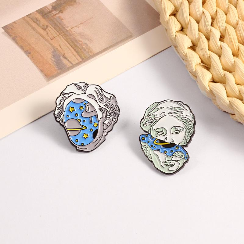 Starry Sky Character Alloy Brooch - Trendy Fashion Accessory Badge