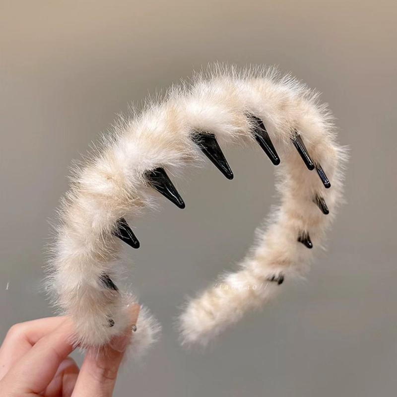 Femei Fete Pluș Lățit Îngroșat Pluș Burete Bentițe de Păr Faux Blană Căptușite Bentițe Moi Pufoase Cu Blană Cercuri de Păr Iarnă Articol de Păr