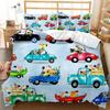 Dynetrekksett for ingeniørkjøretøy Byggelastebiler Blue Truck Dynetrekk Barn Byggtema Polyester Sengesett