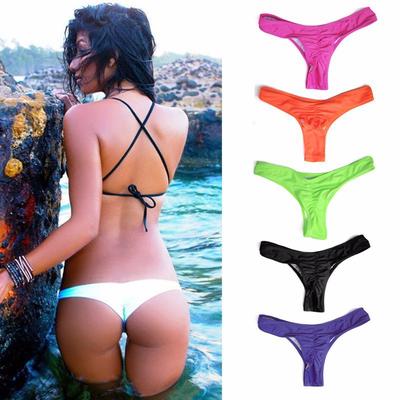 Women Bikini Briefs Solid Low Waist Swimming Trunks Bottom Mini G-string Beach Swimsuit Panties