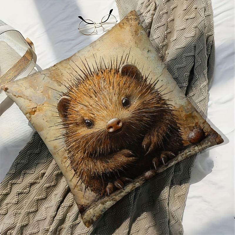Rusty Feeling Hedgehog Cushion Covers Chair Living Room Pillowcase Cozy Zipper Sofa Pillow Covers Bedroom Indoor Home Decor